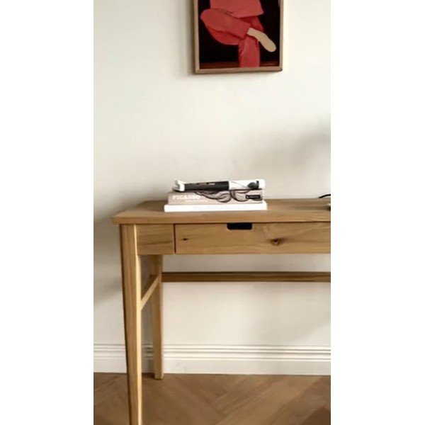 Dabīga toņa konsoles galds ar ozolkoka imitācijas galda virsmu 40x110 cm Garrison – Rowico-image-1