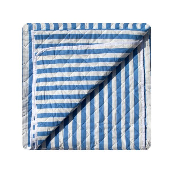 Zili un balti svītrains stepēts gultas pārklājs Stripes, 160 x 230 cm-image-3