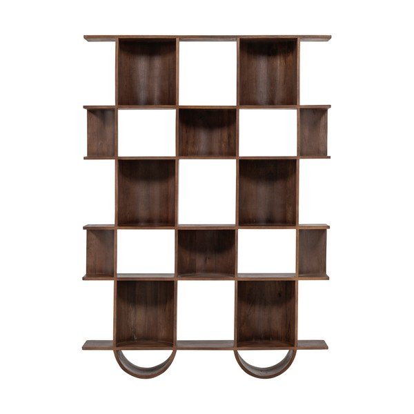 Tumši brūns mango masīvkoka grāmatplaukts 130x180x35 cm Sinne – WOOOD