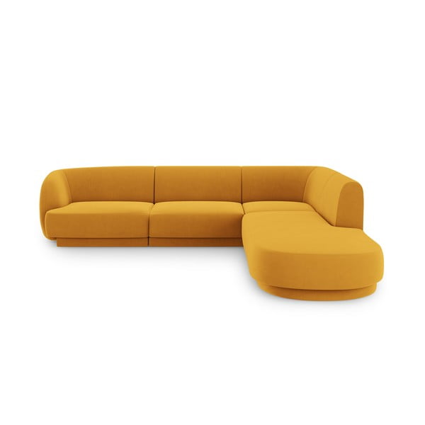 Sinepju dzeltens samta stūra dīvāns (ar labo stūri) Miley  – Micadoni Home