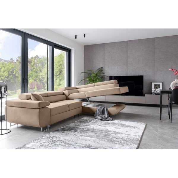 Bēšs salokāms/ar uzglabāšanas vietu stūra dīvāns (ar labo stūri/L veida) Anton – ELTAP-image-4