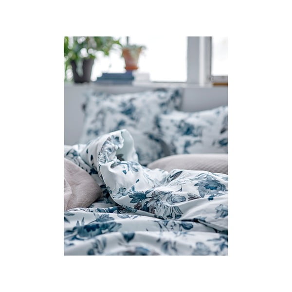 Zila organiskās kokvilnas satīna gultas veļa Södahl Flower burst, 140 x 200-image-1