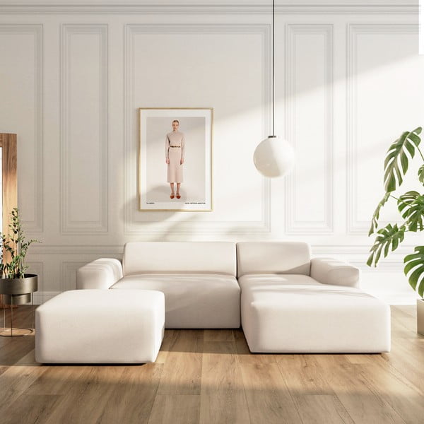 Bēšs samta salokāms stūra dīvāns ar uzglabāšanas vietu (ar labo stūri/ar zvilni) Villet – Rodier-image-1