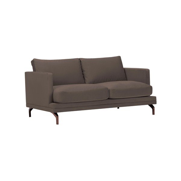 Windsor & Co Sofas Jupiter brūns divvietīgs dīvāns ar zelta krāsas kāju balstu-image-1