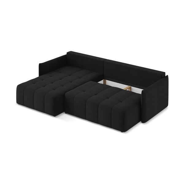 Melns salokāms/ar uzglabāšanas vietu stūra dīvāns (ar kreiso stūri/ar zvilni) Moku – Makamii-image-3