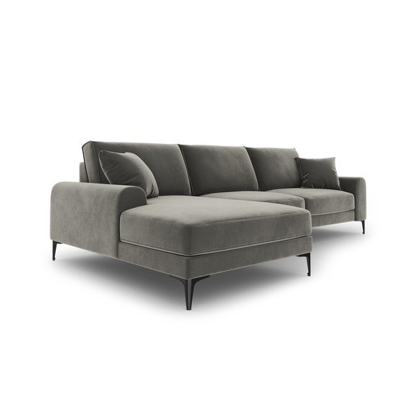 Gaiši pelēks samta stūra dīvāns Mazzini Sofas Madara, kreisais stūris-image-4