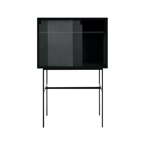 Melna vitrīna ar bīdāmām durvīm 70x109x40 cm Lekko – noo.ma-image-2