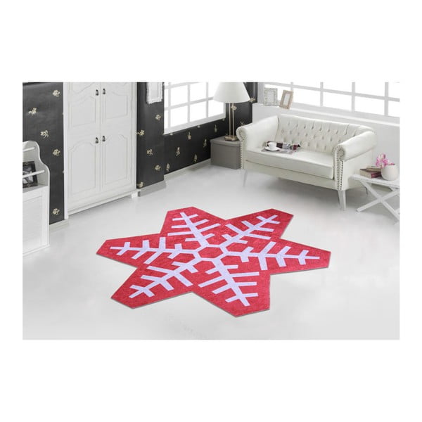 Sarkans un balts paklājs Vitaus Snowflake Special, 80 x 80 cm