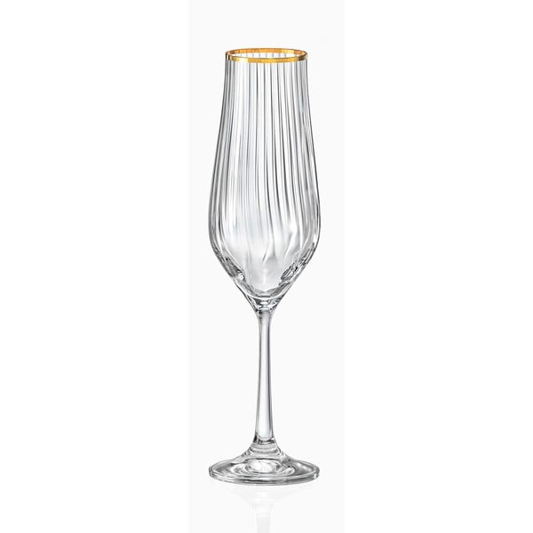 6 šampaniešu glāžu komplekts Crystalex Golden Celebration, 170 ml