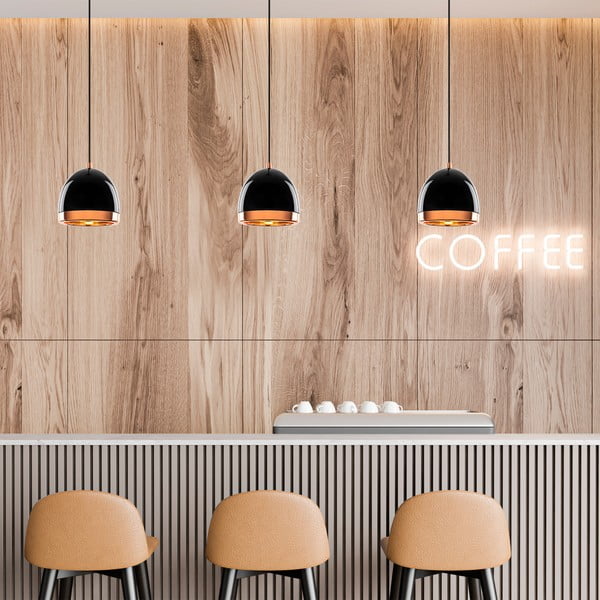 Melna/zelta krāsas piekaramā lampa ar metāla abažūru ø 17 cm Mugo – Opviq lights-image-4