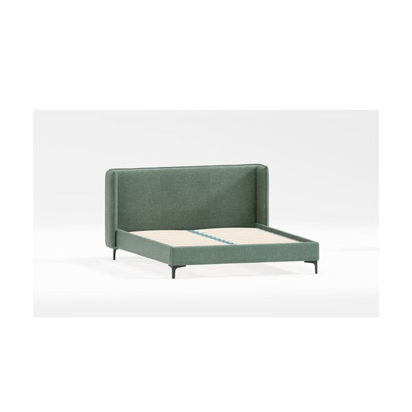 Zaļa polsterēta divvietīga gulta ar redelēm 140x200 cm Basti – Ropez