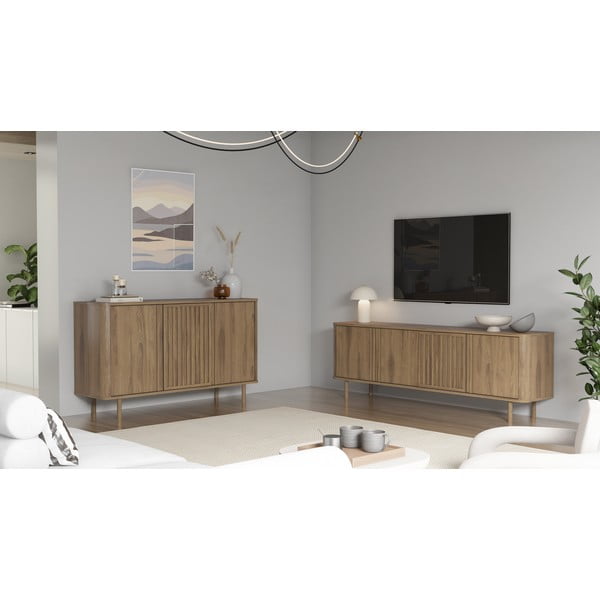 Dabīga toņa kumode ar ozolkoka imitāciju 138x80x40 cm Salma – Marckeric-image-1