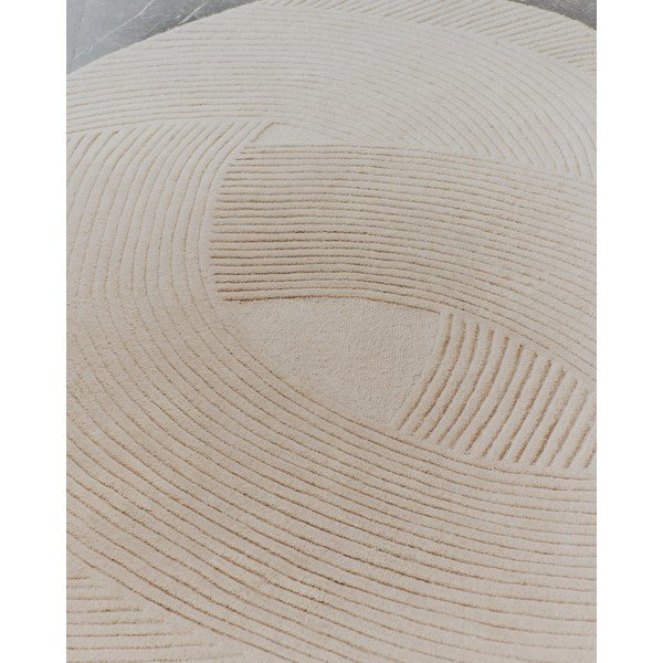 Krēmkrāsas ar rokām darināts vilnas paklājs 160x230 cm Domm – Kave Home-image-2