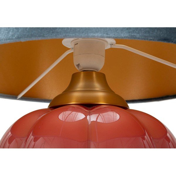 Sarkana/zila stikla galda lampa ar auduma abažūru (augstums 50 cm) Helene – Mauro Ferretti-image-3