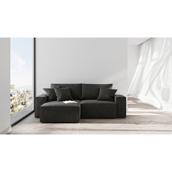 Antracīta pelēks izvelkamais stūra dīvāns Ghado Melow-image-3