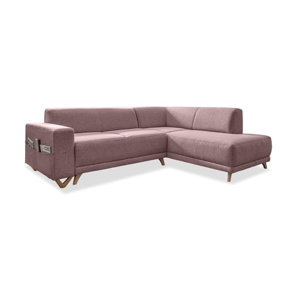 Rozā salokāms/ar uzglabāšanas vietu stūra dīvāns (ar labo stūri/L veida) Classy Sophie – Miuform