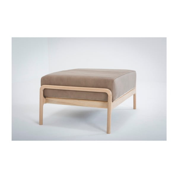 Gaiši brūns bifeļādas kāju soliņš ar ozolkoka konstrukciju Gazzda Fawn-image-1