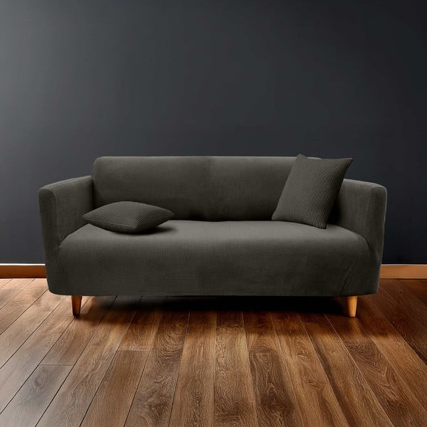 Antracīta pelēks uzvelkams pārvalks dīvānam 3 sēdvietām Sacha – douceur d'intérieur