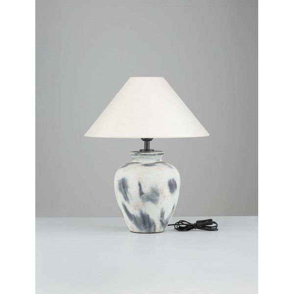 Balta/pelēka keramikas galda lampa ar auduma abažūru (augstums 55 cm) Lupe – Nova Luce-image-2