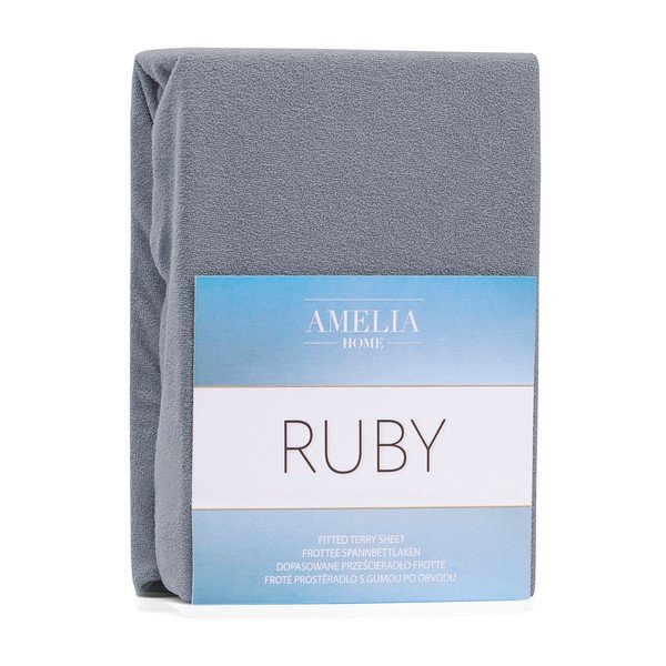 Tumši pelēks elastīgs palags ar augstu kokvilnas saturu AmeliaHome Ruby, 120/140 x 200 cm-image-2