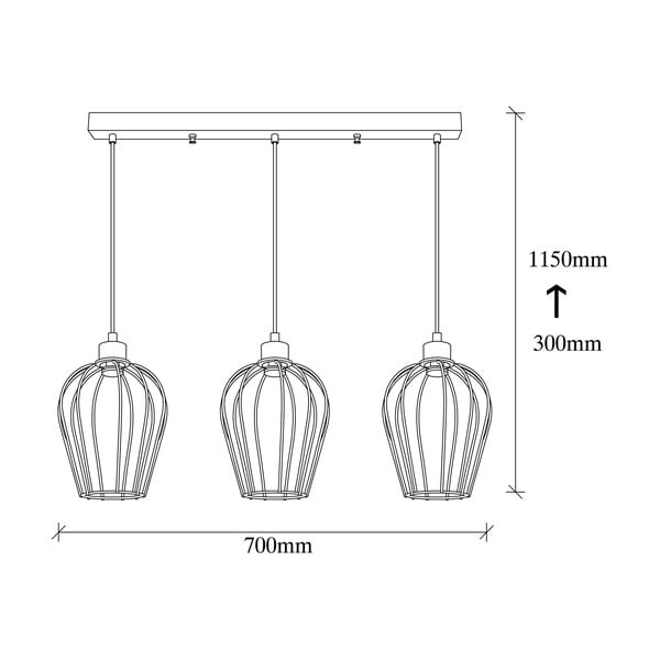 Melna griestu lampa ar 3 spuldzēm Opviq lights Tel Long-image-3