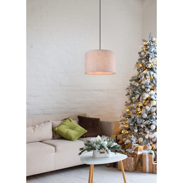 Bēša piekaramā lampa ar auduma abažūru ø 35 cm Elmau – Trio-image-1