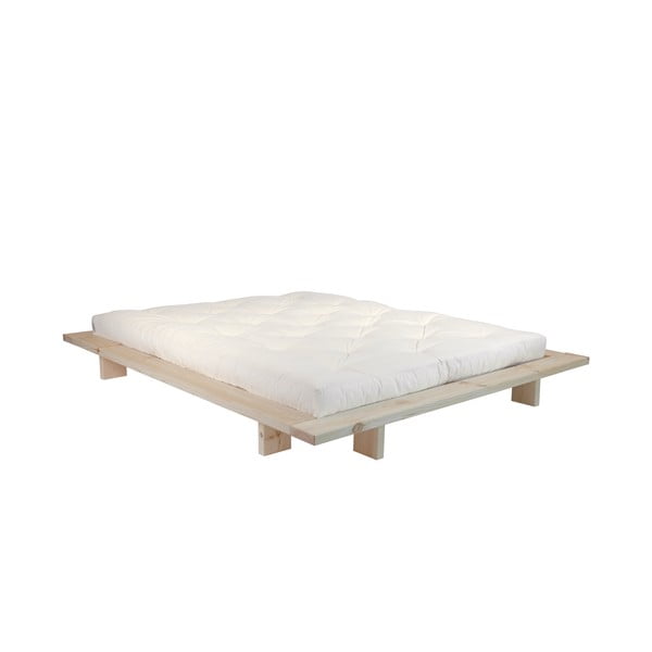 Divguļamā gulta no priedes koka ar matraci Karup Design Japan Comfort Mat Raw Natural, 140 x 200 cm