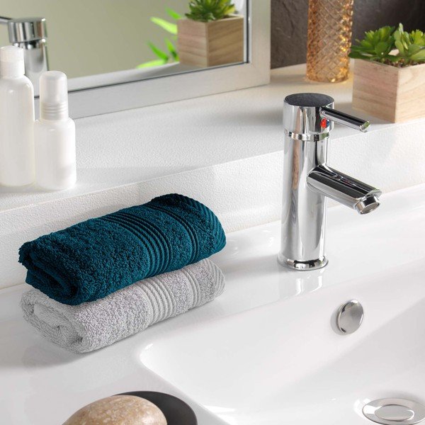 Tumši zils frotē kokvilnas dvielis 30x50 cm Tendresse – douceur d'intérieur-image-1