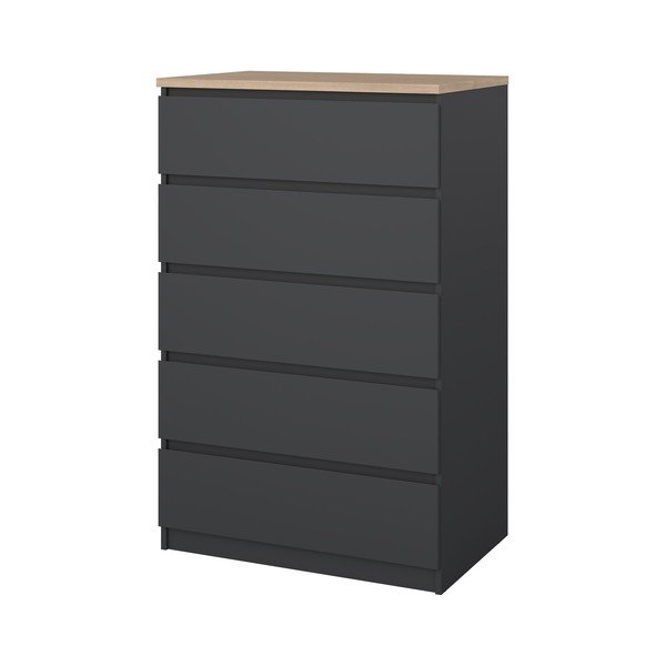 Tumši pelēka kumode 77x121x50 cm Naia – Tvilum