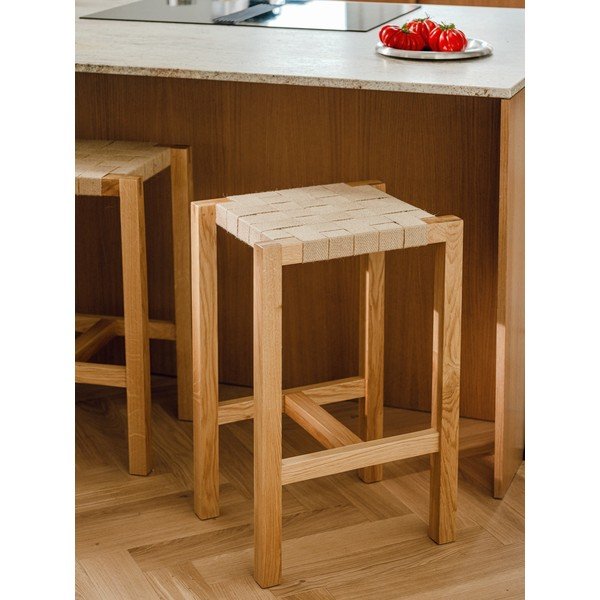 Dabīga toņa ozola masīvkoka bāra taburete (sēdekļa augstums 68 cm) Toli – noo.ma-image-2