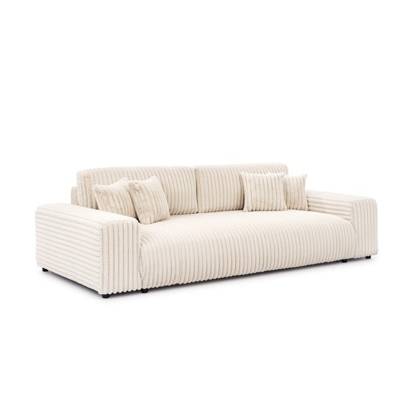 Krēmkrāsas velveta salokāms/ar uzglabāšanas vietu dīvāns 260 cm Justin  – Ropez