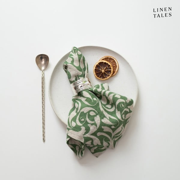 Lina salvete 40x40 cm Evergreen Damask – Linen Tales-image-1