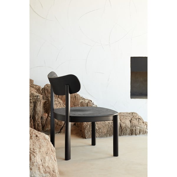 Melns atpūtas krēsls ar oškoka imitāciju Nara – Teulat-image-1