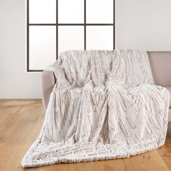 Bēšs mikroplīša pleds 180x220 cm Lynx – douceur d'intérieur-image-1