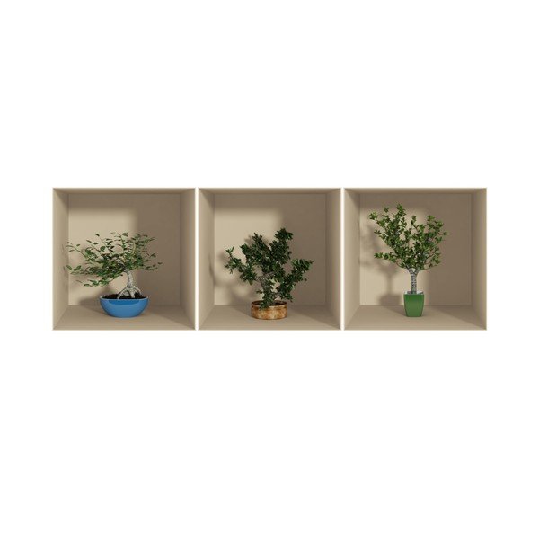 3 uzlīmju komplekts ar 3D efektu Ambiance Small Trees-image-1