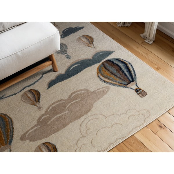 Krēmkrāsas bērnu paklājs 120x170 cm Hot Air Balloon – Hanse Home-image-1