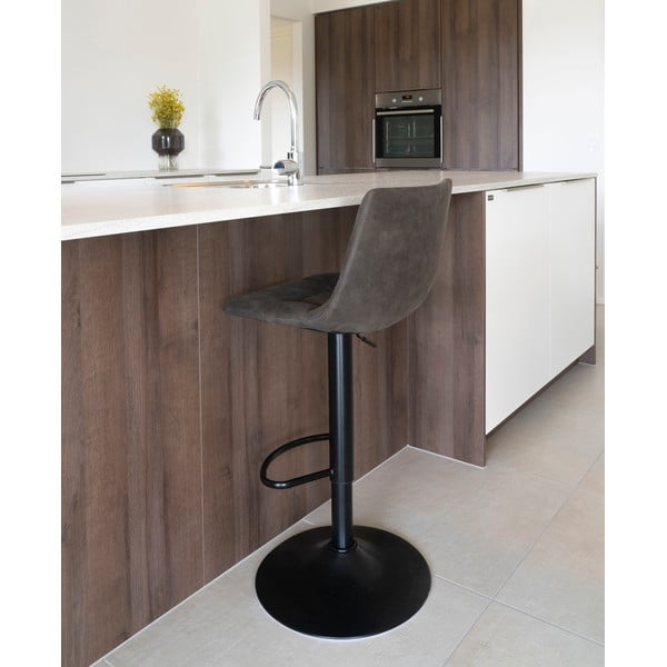 Tumši pelēki polsterēti bāra krēsli ar regulējamu augstumu (2 gab.) (sēdekļa augstums 63 cm) Middelfart – House Nordic-image-1