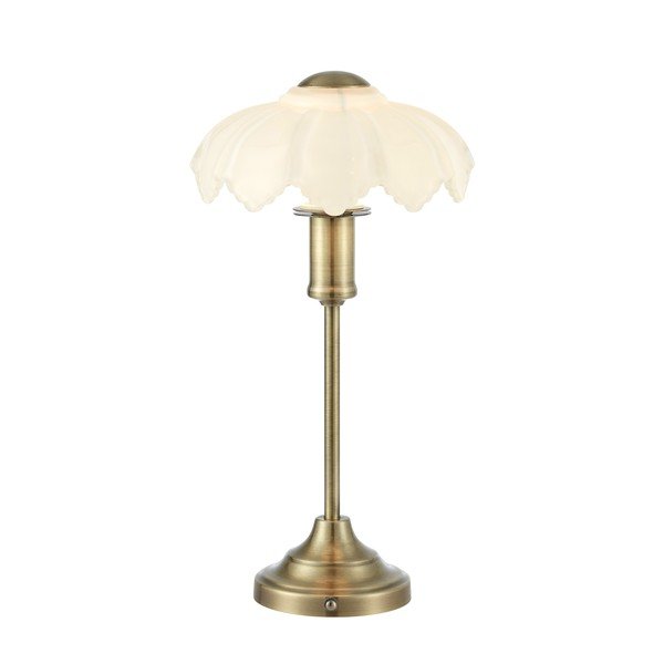Balta/misiņa krāsas stikla galda lampa ar regulējamu spilgtumu/pārvietojama (augstums 35 cm) Kurage – Markslöjd