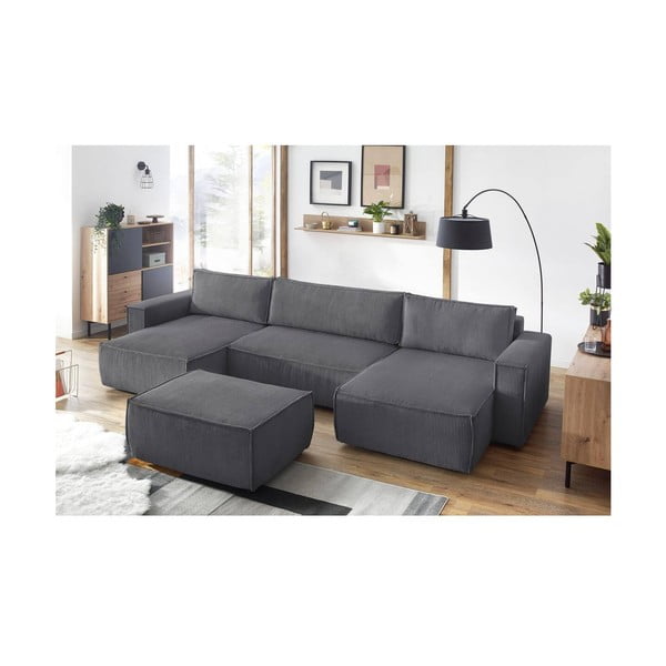 Tumši pelēks velveta pufs Nihad – Bobochic Paris-image-1