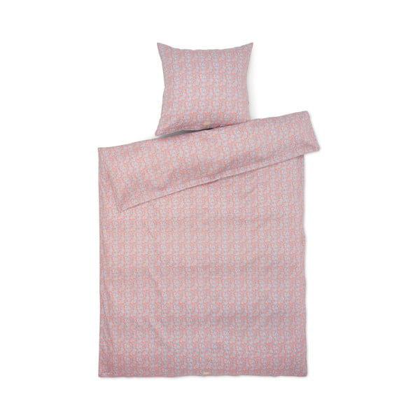 Gaiši zila/rozā vienvietīga gultas veļa no kokvilnas satīna 140x200 cm Pleasantly – JUNA