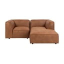 Konjakbrūns stūra dīvāns no ādas imitācijas (ar labo stūri) Fairfield Kentucky – Bonami Selection