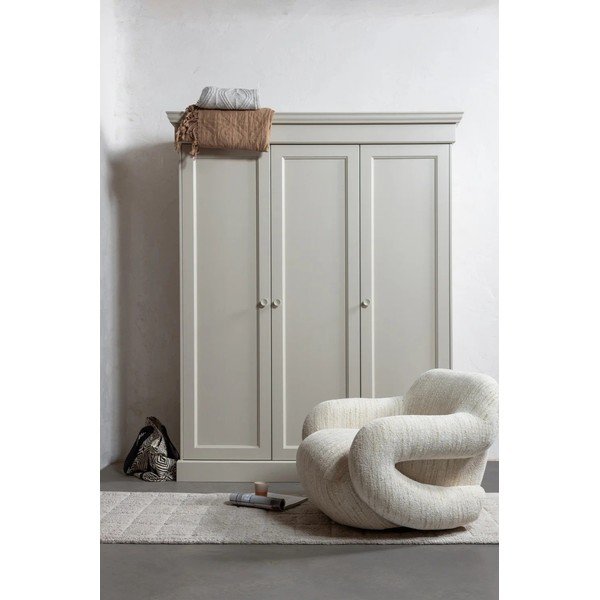 Pelēkbēšs priedes masīvkoka drēbju skapis 171x212x63 cm Olivia – WOOOD-image-1