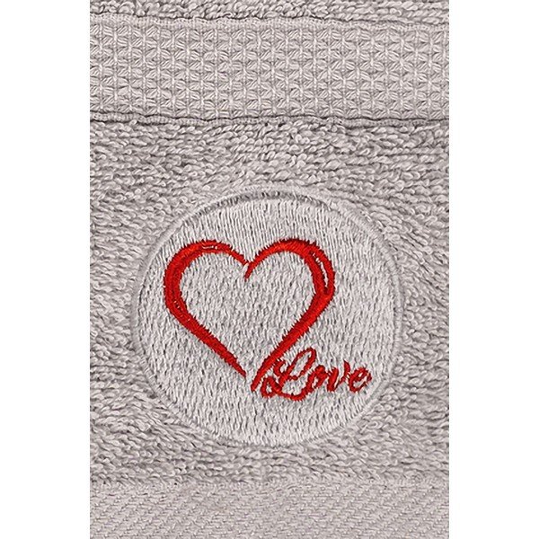 Pelēki frotē kokvilnas dvieļu komplekts (2 gab.) Love – Foutastic-image-1
