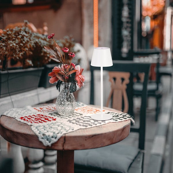 Balta LED galda lampa ar metāla abažūru (augstums 36,5 cm) Viletto – Fischer & Honsel-image-2