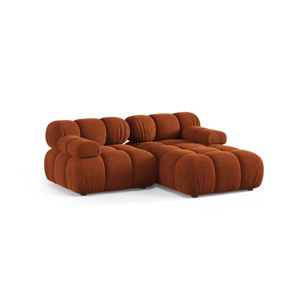 Terakotas oranžs samta modulārais stūra dīvāns (ar labo stūri/ar zvilni) – Micadoni -image-2