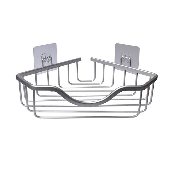 Spīdīgas sudraba krāsas alumīnija vannas istabas plaukts ar uzstādīšanu bez urbšanas/stūra Filaire Aluminium – douceur d'intérieur