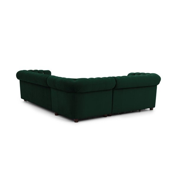 Zaļš samta salokāms stūra dīvāns (ar kreiso stūri/L veida) York Blik – Ropez-image-3