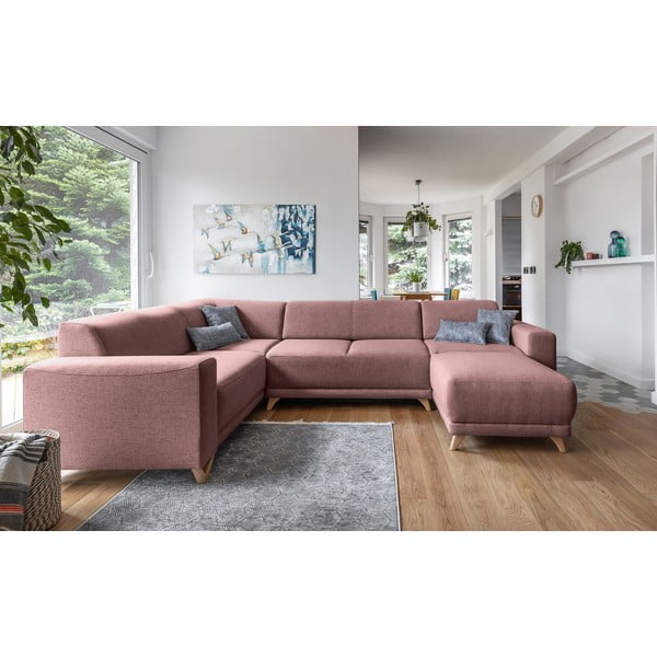 Rozā salokāms/ar uzglabāšanas vietu stūra dīvāns (ar kreiso stūri/U veida) Classy Sophie – Miuform-image-1