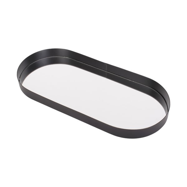 Melna paplāte ar spoguli PT LIVING Oval, platums 18 cm