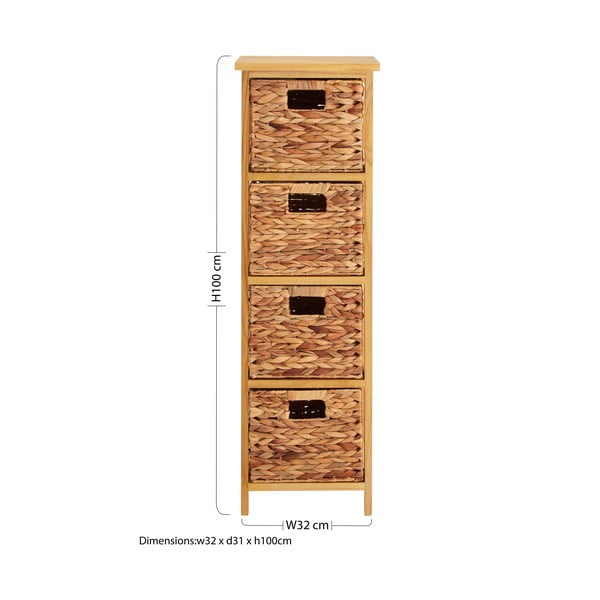 Dabīga toņa paulonijas masīvkoka augsta kumode 32x100 cm – Premier Housewares-image-2